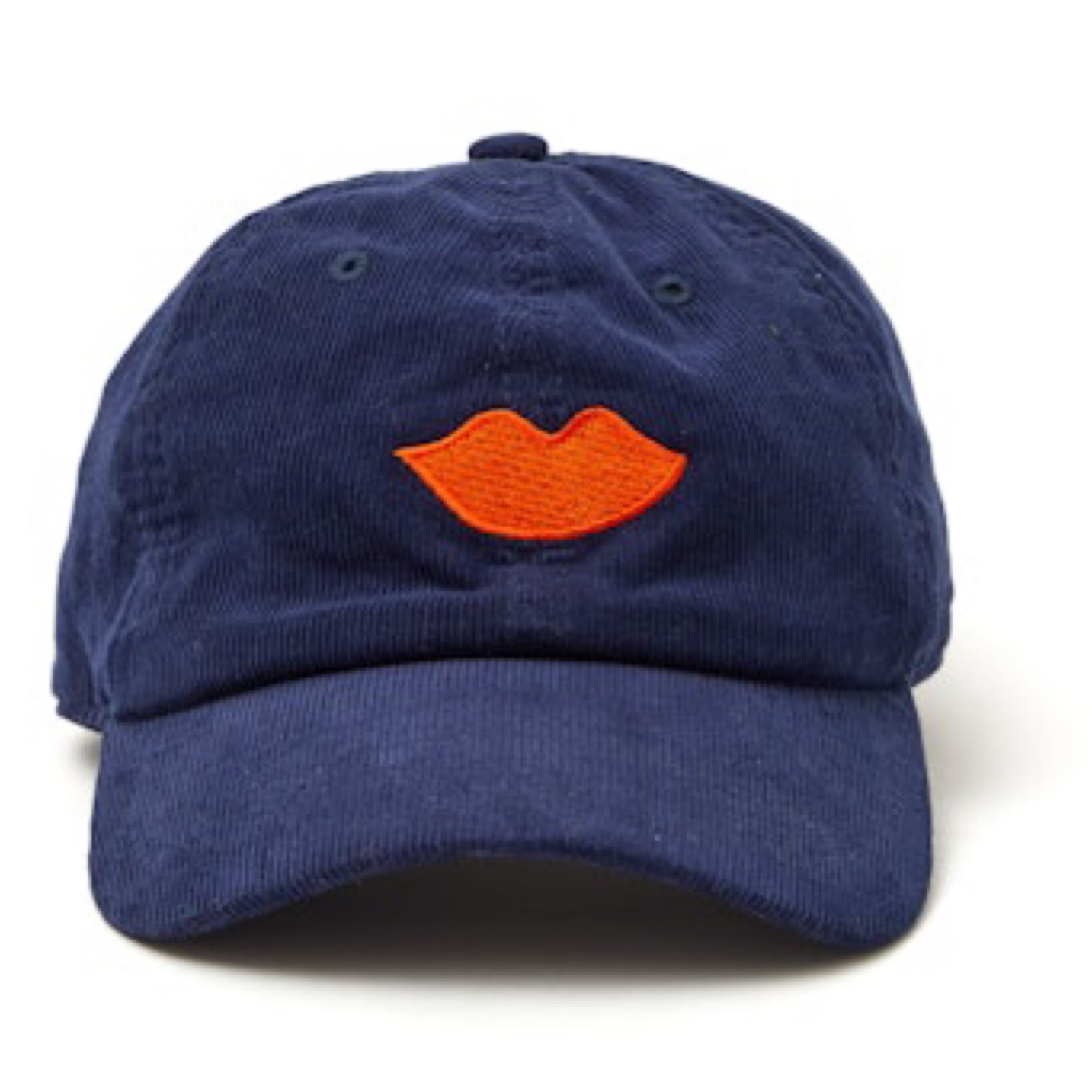CLARE V CORDUROY BASEBALL HAT EMBROIDERED LIPS | ZAHRA  display picture 1