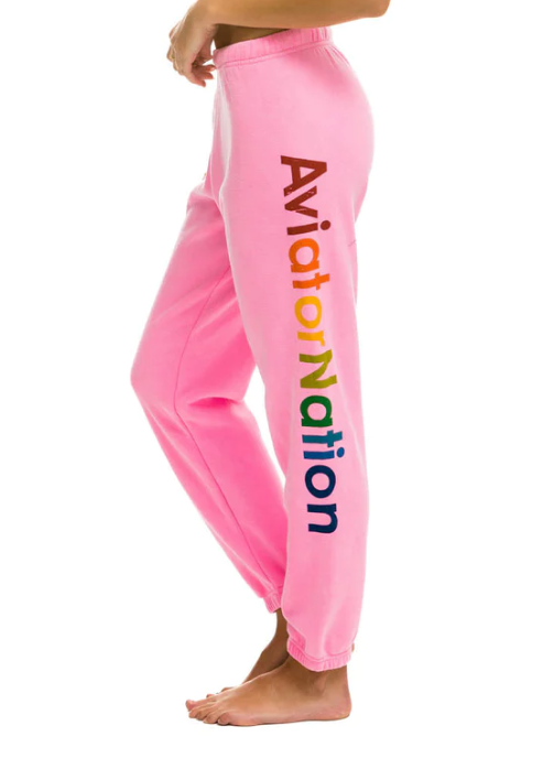 AVIATOR NATION NEON PINK CIRCLE SURF SWEATPANTS ZAHRA BOUTIQUE SALON
